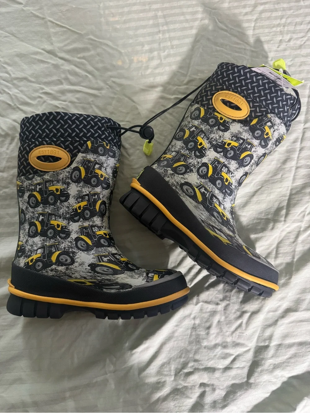 Western Chief Yellow & Gray Tractor Kids waterproof Winter Boots